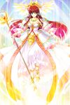  1girl chiyotani_yuka game_cg green_eyes highres jewelry megami_taisen necklace princess redhead solo staff tagme 