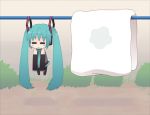  1girl aqua_hair chibi detached_sleeves frown hanging hatsune_miku hinata_(artist) long_hair magamoto necktie solo tears thigh-highs twintails very_long_hair vocaloid 