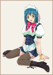  1girl blue_hair boots f-ism green_eyes legwear maid murakami_suigun original solo thigh-highs zettai_ryouiki 