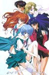  5girls akagi_ritsuko ayanami_rei blue_eyes blue_hair ibuki_maya katsuragi_misato long_hair multiple_girls neon_genesis_evangelion school_uniform serafuku short_hair souryuu_asuka_langley 