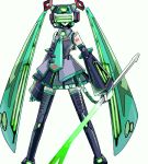  1girl fei-yen hatsune_miku lowres md5_mismatch mecha_musume oekaki simple_background solo spring_onion thigh-highs tomo_(machinemess) virtual_on vocaloid white_background 