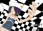  1girl arue camisole cigarette cross flower hat original sanada_taketo solo yellow_eyes 