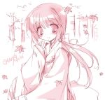  1girl gota_nao gotou_nao japanese_clothes miko monochrome original pink sketch solo 