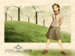  00s 1girl aaru_sentou_shuudan haibane_renmei halo nemu outdoors sky solo wallpaper wings 