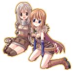  2girls alchemist alchemist_(ragnarok_online) belt belted_skirt beltskirt blush knight knight_(ragnarok_online) miniskirt multiple_girls ragnarok_online skirt tanaka_(cow) thigh-highs yamai 