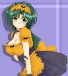  1girl breasts cleavage gloves green_hair halloween jochuu-san lowres maid md5_mismatch oekaki original solo yagisaka_seto 
