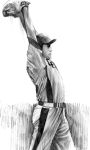  1boy baseball hat male_focus monochrome original solo stretch uniform 