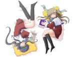  2girls closed_eyes footwear kanon kawasumi_mai kurata_sayuri multiple_girls red_skirt school_uniform serafuku skirt sleeping socks 