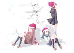  3girls cellphone legs multiple_girls original phone scarf school_uniform serafuku shiba_yuusuke skirt snow 