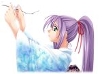  f-ism green_eyes japanese_clothes kimono long_hair murakami_suigun ponytail purple_hair 