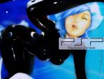  1girl blue_hair bodysuit diana_jakobsson handheld_game_console latex latex_suit original personification playstation_portable product_girl shiny shiny_clothes solo sony studiostrawberri wallpaper 