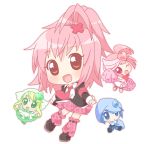  4girls chibi hair_ornament hinamori_amu miki_(shugo_chara!) mirai_(sugar) multiple_girls pink_hair plaid plaid_skirt ran_(shugo_chara!) shugo_chara! skirt suu_(shugo_chara!) 
