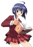  aki_masanari blue_hair book mahou_sensei_negima! miyazaki_nodoka plaid plaid_skirt school_uniform serafuku skirt 