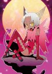  ahoge dark_skin demon_girl fur hamamoto_ryuusuke high_heels horns leather original shoes tail thigh-highs 