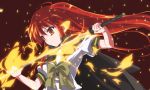  1girl alastor_(shakugan_no_shana) cape fire katana redhead school_uniform serafuku shakugan_no_shana shana sword weapon yomi_(indigoriver) 