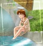  00s 1girl aaru_sentou_shuudan haibane_renmei halo outdoors rakka solo static_cling water wings 