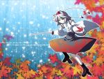  1girl autumn_leaves female geta hat inubashiri_momiji leaf pom_pom_(clothes) red_(artist) red_(red-sight) solo tengu-geta tokin_hat touhou 