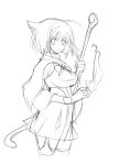  animal_ears cat_ears monochrome original shijou_sadafumi sketch 