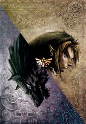  1boy blonde_hair blue_eyes dual_persona earrings jewelry link link_(wolf) male_focus nintendo official_art pointy_ears solo the_legend_of_zelda the_legend_of_zelda:_twilight_princess wolf 