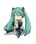  1girl animated animated_gif aqua_hair eating hatsune_miku long_hair solo spring_onion sugiyama_shinnosuke thigh-highs twintails very_long_hair vocaloid 