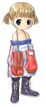  1girl bad_id boots boxing_gloves fugetsu_taku original shorts solo 