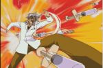  90s angry animated animated_gif doctor excel_saga glasses iwata_sekifumi labcoat lowres male medical screencap syringe throwing 