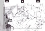  1boy a&#039;j chair desk monochrome original pencil sketch solo workspace 