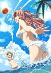  ball beach beachball bikini clouds koutaro original palm_tree polka_dot polka_dot_bikini polka_dot_swimsuit sky sun swimsuit tree water 