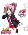  blush cheerleader chibi happy hinamori_amu leg_warmers pink_hair ran_(shugo_chara!) school_uniform serafuku shugo_chara! 