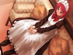  00s alcohol blush drink drunk dutch_angle from_above glass hisui maid ribbon sitting tsukihime 