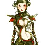  1girl braid breasts center_opening chinese_clothes cleavage cleavage_cutout falcoon midriff navel navel_cutout navel_piercing original piercing shoulder_pads solo 