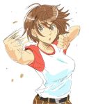  brown_eyes brown_hair ishibashi_yosuke lowres punching raglan_sleeves 