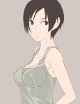  1girl breasts cleavage erect_nipples female ghost-q short_hair simple_background solo 