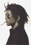  1boy black_hair blue_submarine_no_6 cigarette hayami_tetsu male_focus murata_renji original photorealistic portrait profile realistic short_hair simple_background solo sunglasses upper_body 