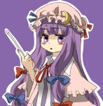  1girl ashiruko_(mige) bad_id female hat long_hair lowres patchouli_knowledge purple_hair ribbon solo touhou violet_eyes 