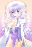 1girl breasts glasses long_hair mika_mikan original pointy_ears purple_hair solo violet_eyes 