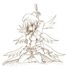  1girl brown hair_ornament lyrical_nanoha mahou_shoujo_lyrical_nanoha mahou_shoujo_lyrical_nanoha_strikers monochrome sketch solo x_hair_ornament yagami_hayate zero_point 