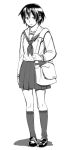  1girl monochrome original school_uniform serafuku solo 