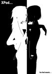  2girls digital_media_player ipod ipod_ad monochrome multiple_girls silhouette yuri 