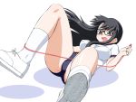  00s 1girl absurdres breasts elf_k entangled erect_nipples glasses gym_uniform highres jump_rope read_or_die socks solo yomiko_readman 