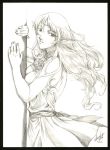  1girl deedlit elf impossible_clothes monochrome pointy_ears record_of_lodoss_war solo 