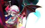  blue_hair female flying hat remilia_scarlet ribbon short_hair suidengetsu touhou wings 