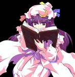  alphes book crescent_moon female hat long_hair moon official_art patchouli_knowledge purple_hair ribbon scarlet_weather_rhapsody touhou violet_eyes 