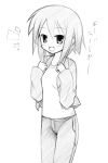  fang jacket kusakabe_misao lucky_star monochrome short_hair sketch translated 