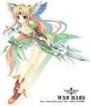  1girl blonde_hair long_hair low-tied_long_hair riesz seiken_densetsu seiken_densetsu_3 solo tied_hair weapon wnb_mark 