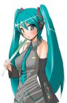  1girl breasts female hatsune_miku simple_background sketch solo spring_onion twintails vocaloid 