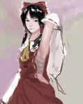  1girl bad_id female hakurei_reimu japanese_clothes long_hair miko mountain_of_faith ribbon sarashi solo suiso suiso_(pixiv2839) touhou 