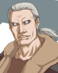  1boy batou collarbone empty_eyes evil_smile ghost_in_the_shell green_hair long_hair looking_at_viewer lowres male_focus oekaki parted_lips silver_hair smile solo teeth upper_body 
