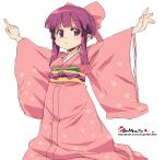  1girl bow hair_bow japanese_clothes kimono oekaki onija_tarou pink_bow purple_hair solo violet_eyes 