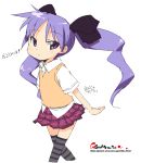  hiiragi_kagami long_hair lucky_star oekaki onija_tarou purple_hair sketch skirt striped striped_legwear thigh-highs twintails violet_eyes 